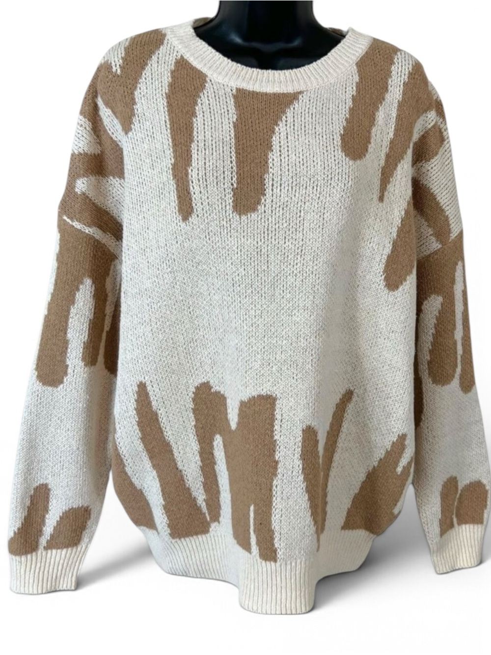 LUUKSE Graphic Pattern Drop Shoulder Sweater